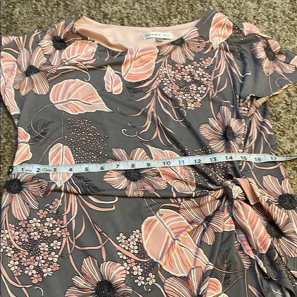Robbie Bee Gray and Pink Floral Dress NWOT Size Large - Picture 4 of 10